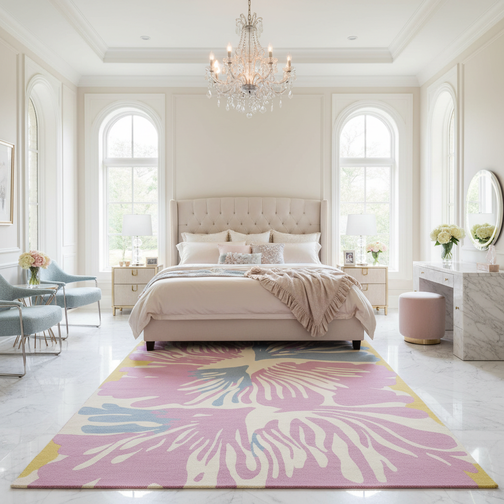 Pastel Flower Burst Hand Tufted Rug