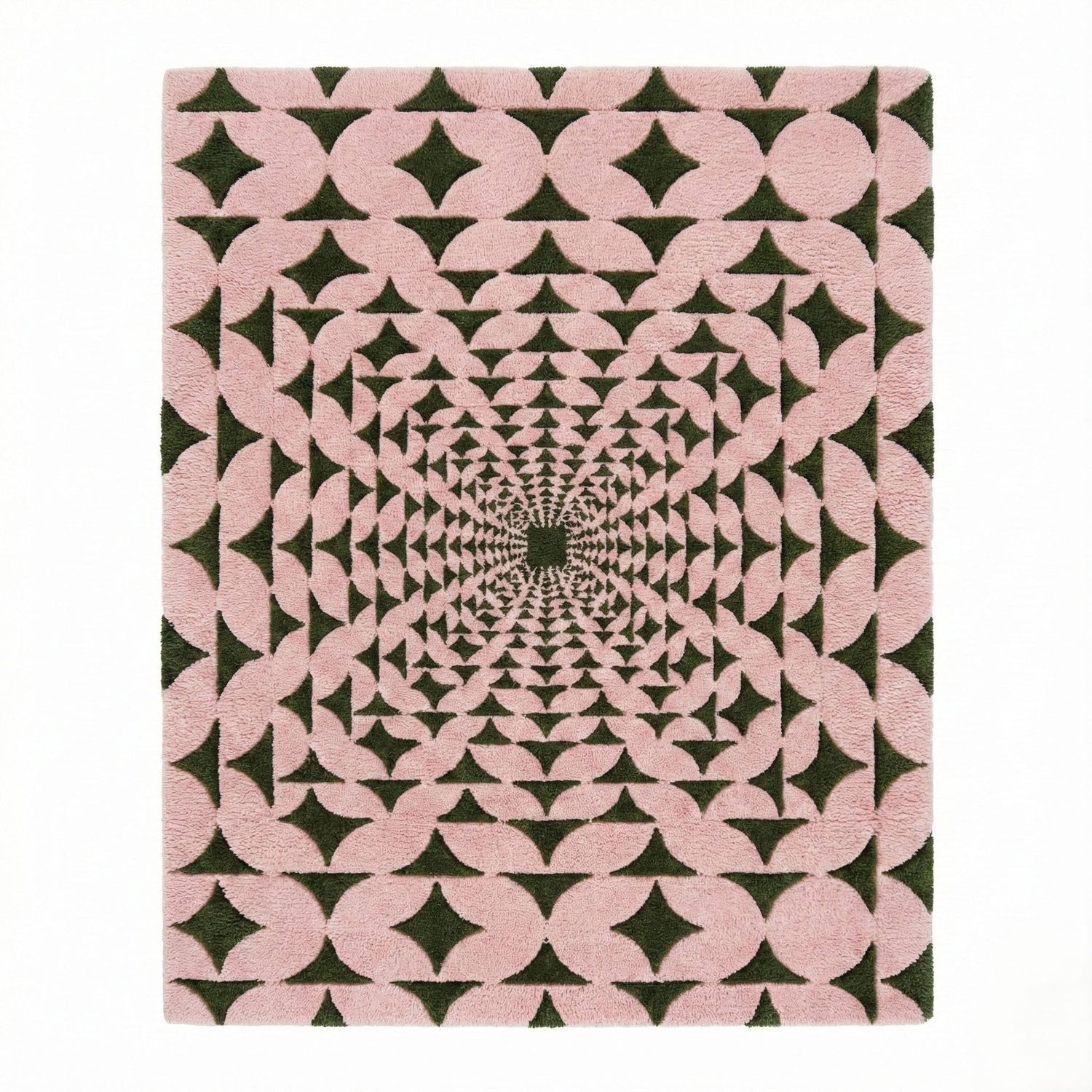 Pastel Olive Green Illusion Hand Tufted Wool Rug