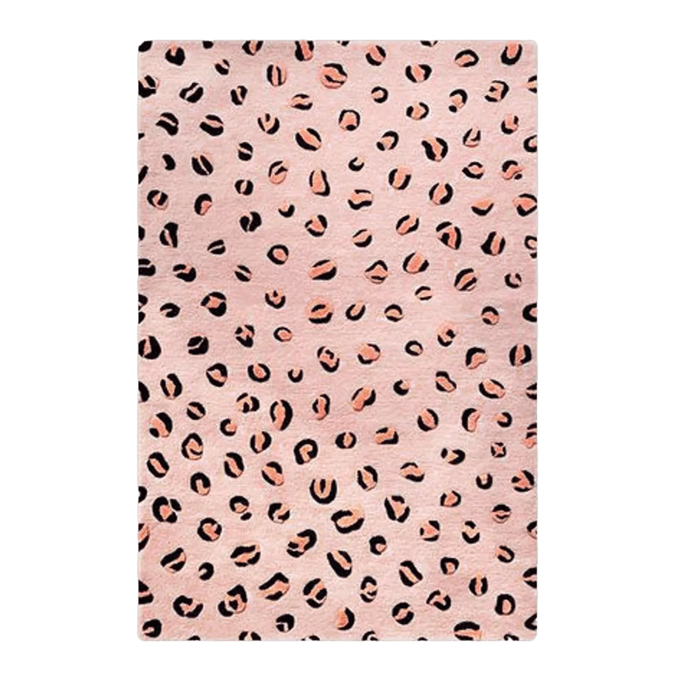 Pink and Black Leopard Print Hand Tufted Wool Rug