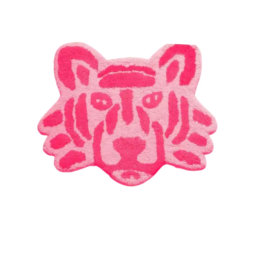 Pink Lion Face Hand Tufted Rug 3' x 3'