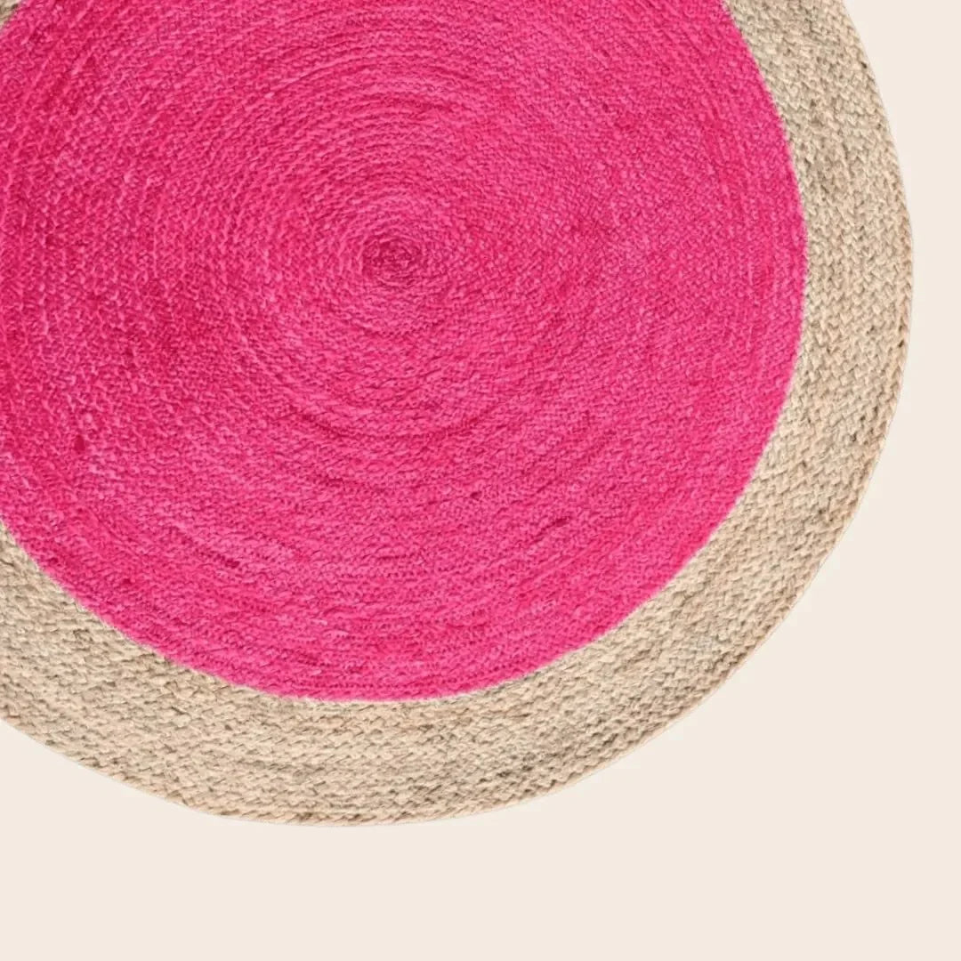 Pink Round Jute Rug