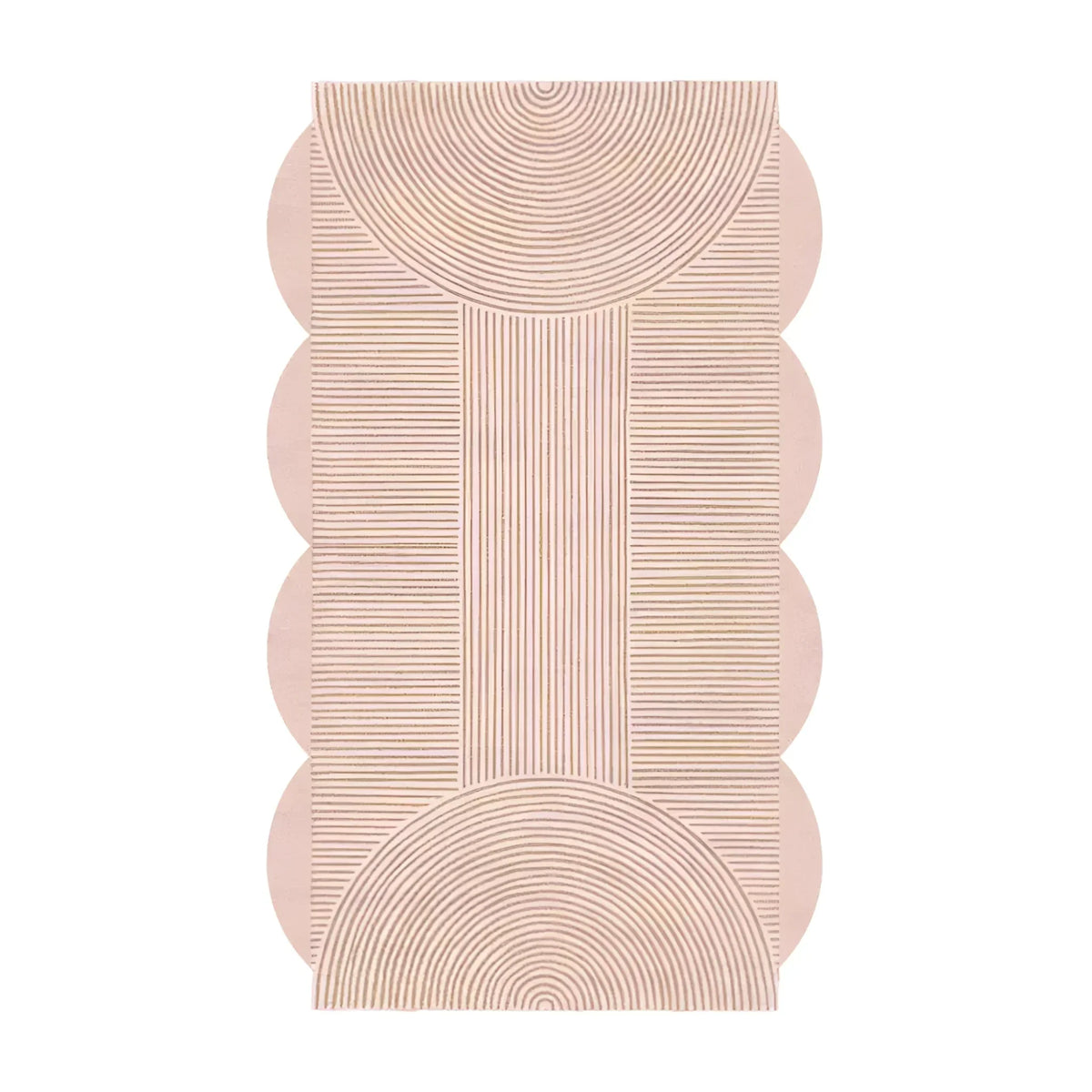 Pink Scallop Arch Geometric Hand Tufted Wool Rug — Custom 3' round
