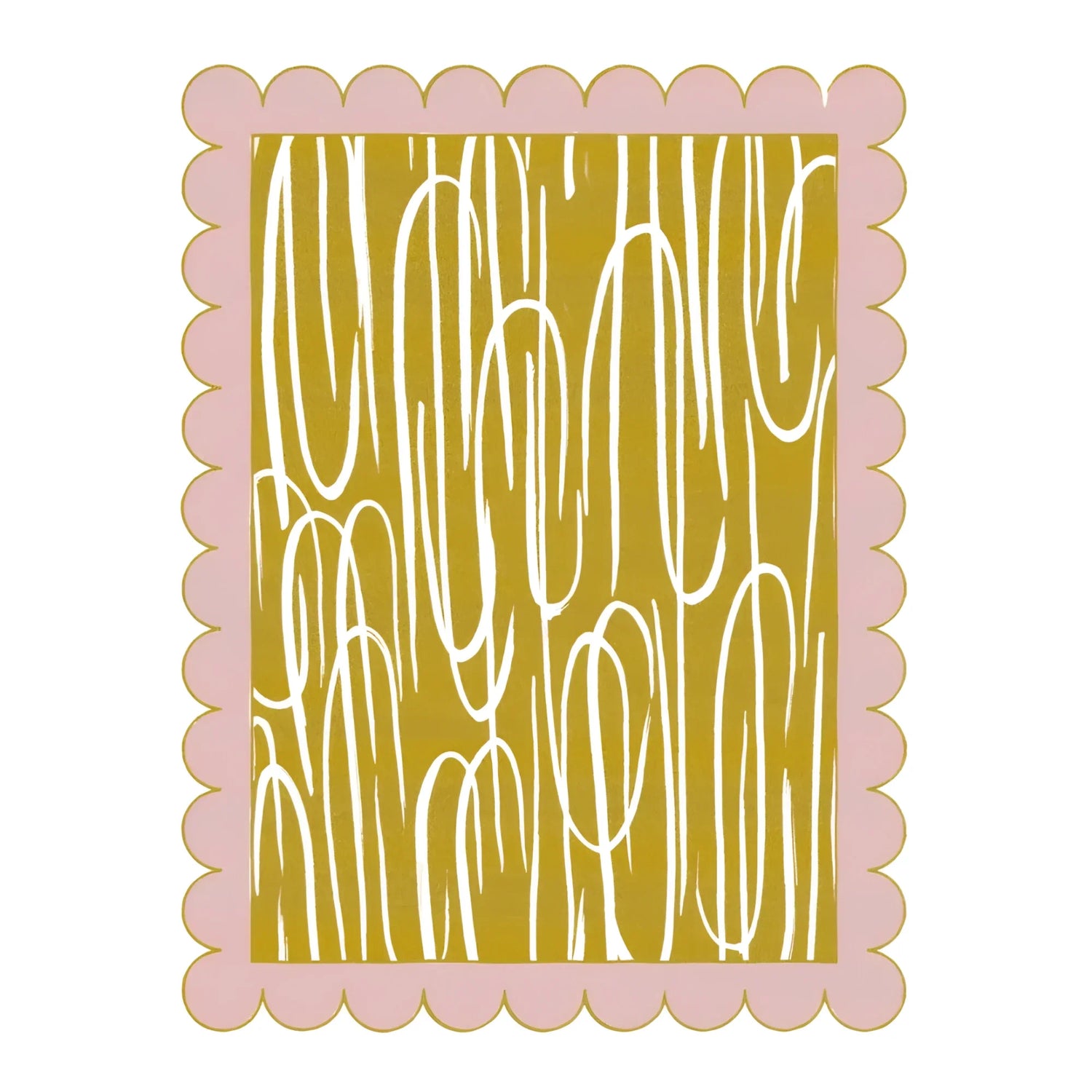 Pink Scalloped Contemporary Art Hand Tufted Rug