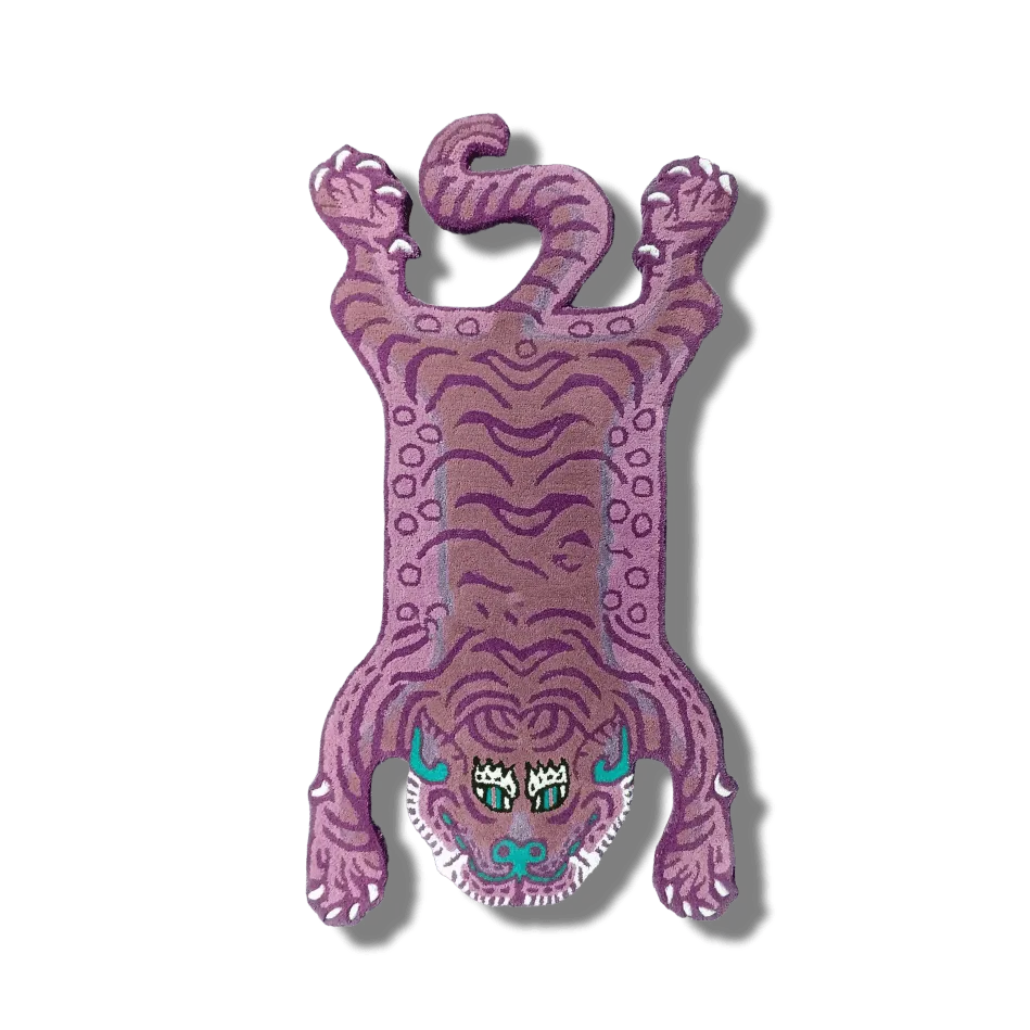 Pink Tibetan Tiger Accent Wool Rug