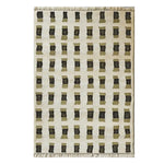 Rectangular rug with geometric pattern on a white background