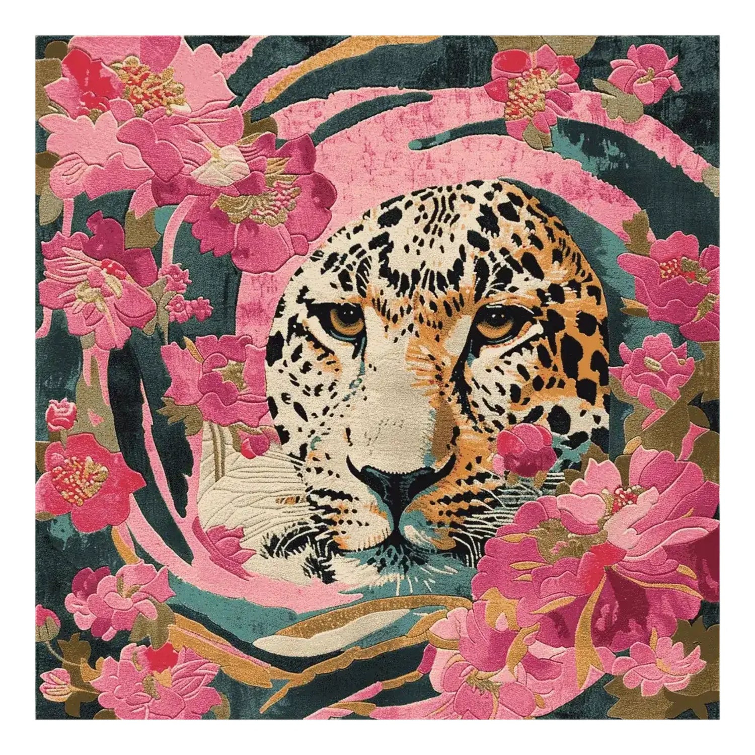 Prowl Through Petals Hand Tufted Rug