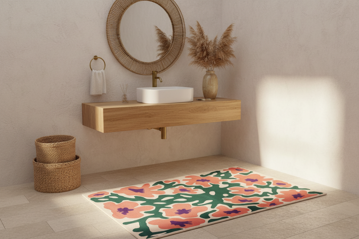 Radiant Blossom Vase Hand Tufted Wool Rug