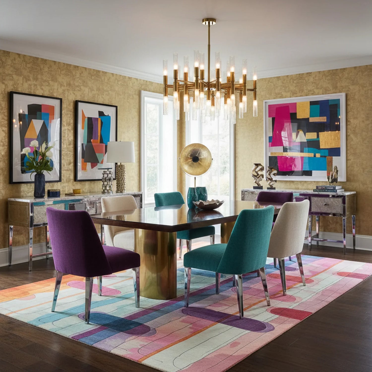 Retro Rhythm Lines Hand Tufted Rug