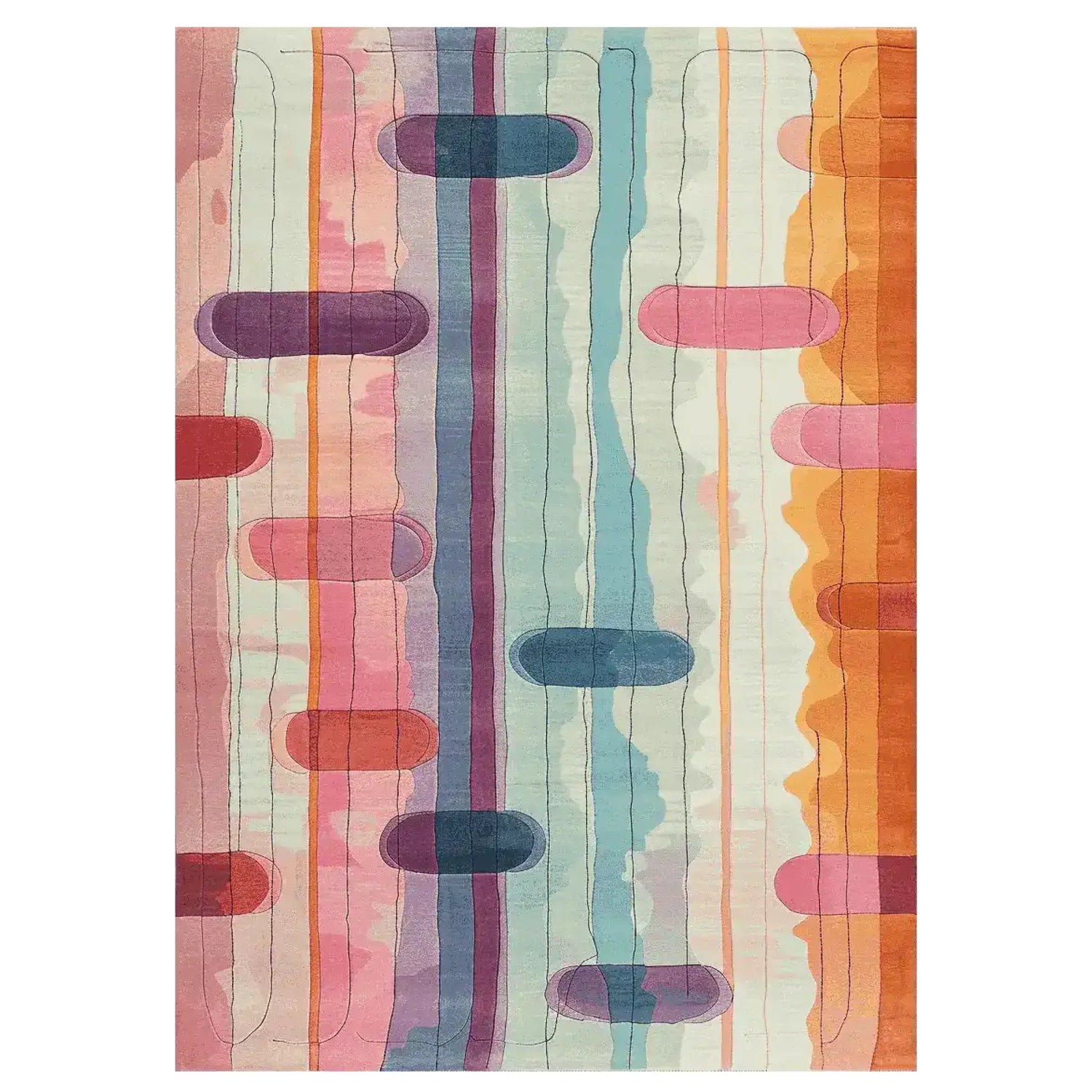 Retro Rhythm Lines Hand Tufted Rug