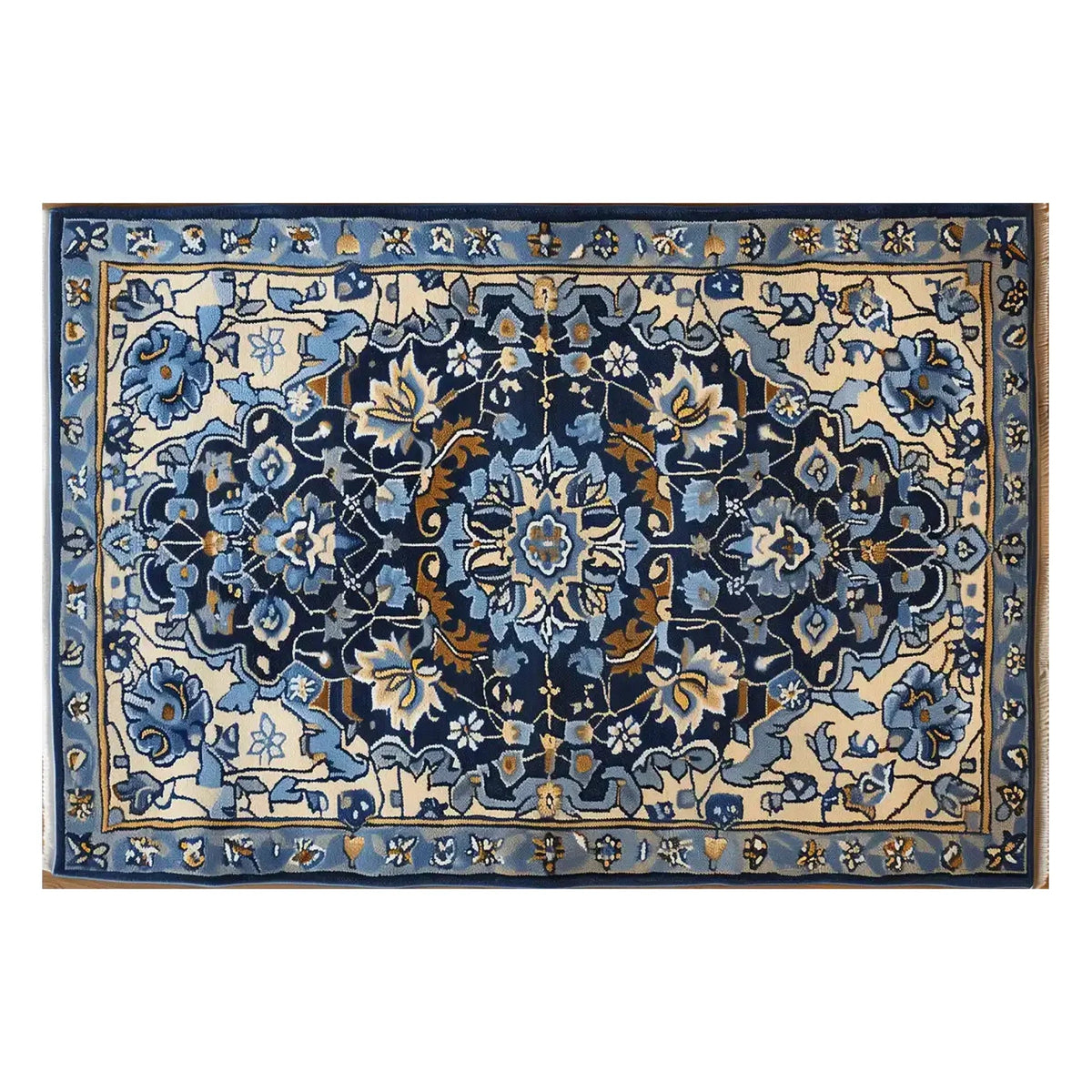 Sapphire Arabesque Hand Tufted Wool Rug 4 - 1001 Knots