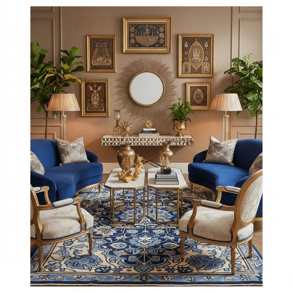 Sapphire Arabesque Hand Tufted Wool Rug 3 - 1001 Knots