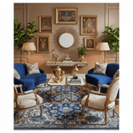 Sapphire Arabesque Hand Tufted Wool Rug 3 - 1001 Knots