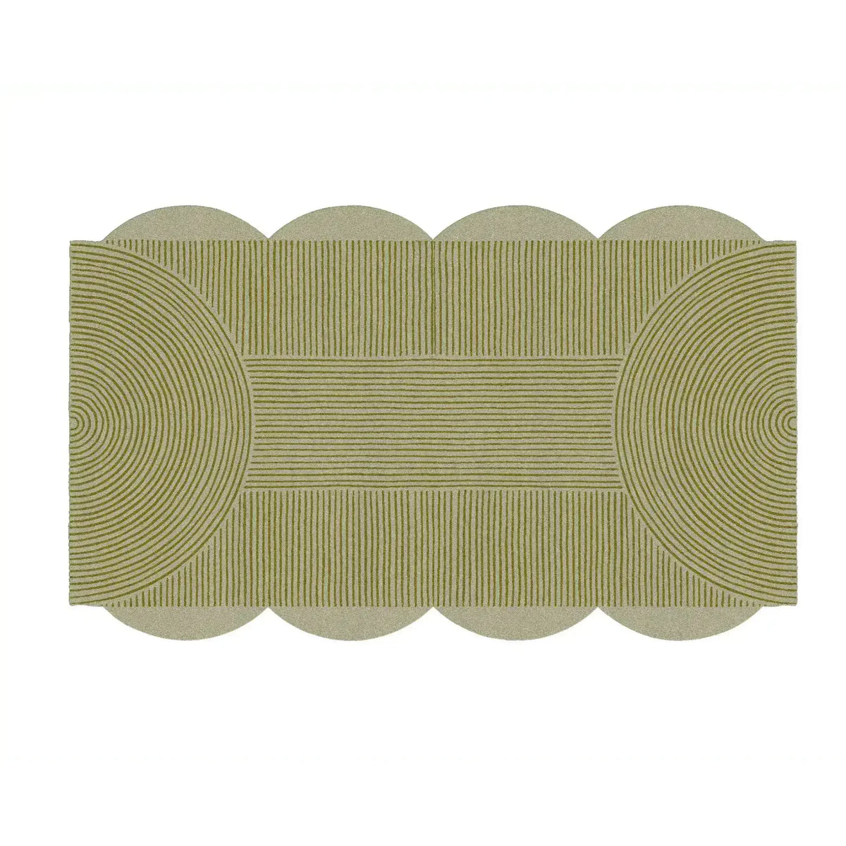 Decorative green border with circular patterns on a white background