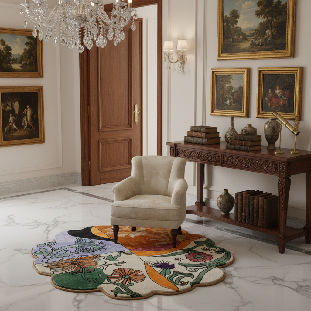 Scalloped Meadow Hand Tufted Round Rug