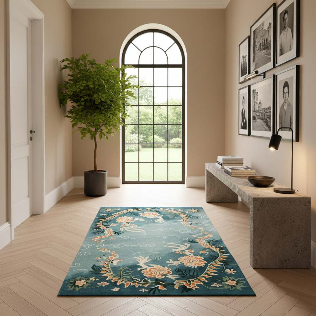 Skyward Blossom Knotted Wool Rug