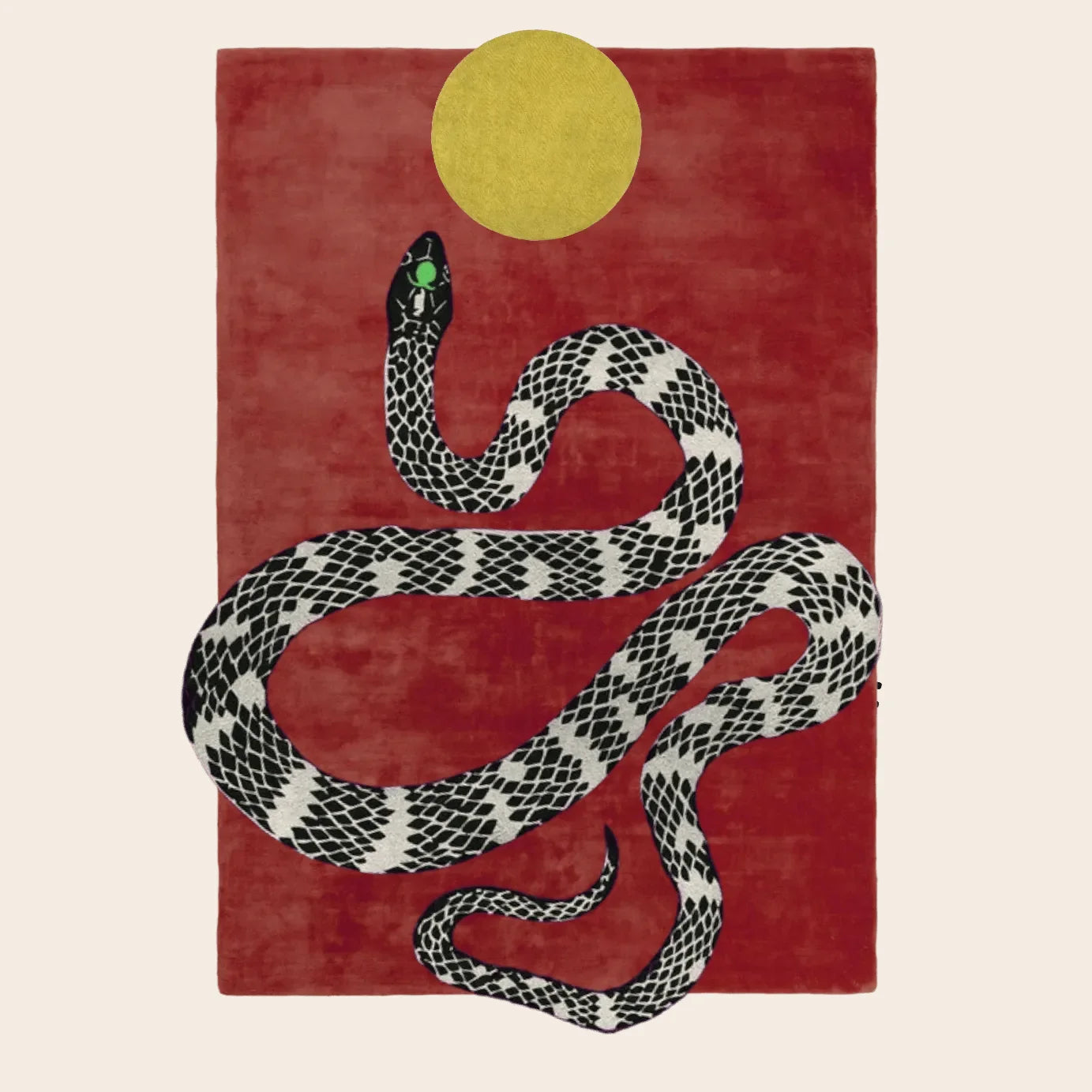 Snake and Sun Red Hand Tufted Wool Rug