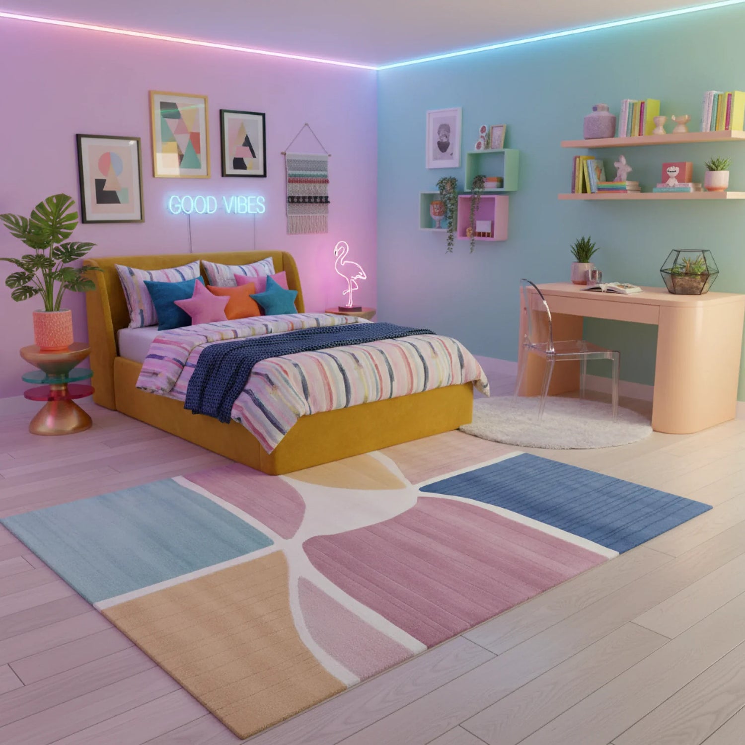 Soft Grid Flow Hand Tufted Rug