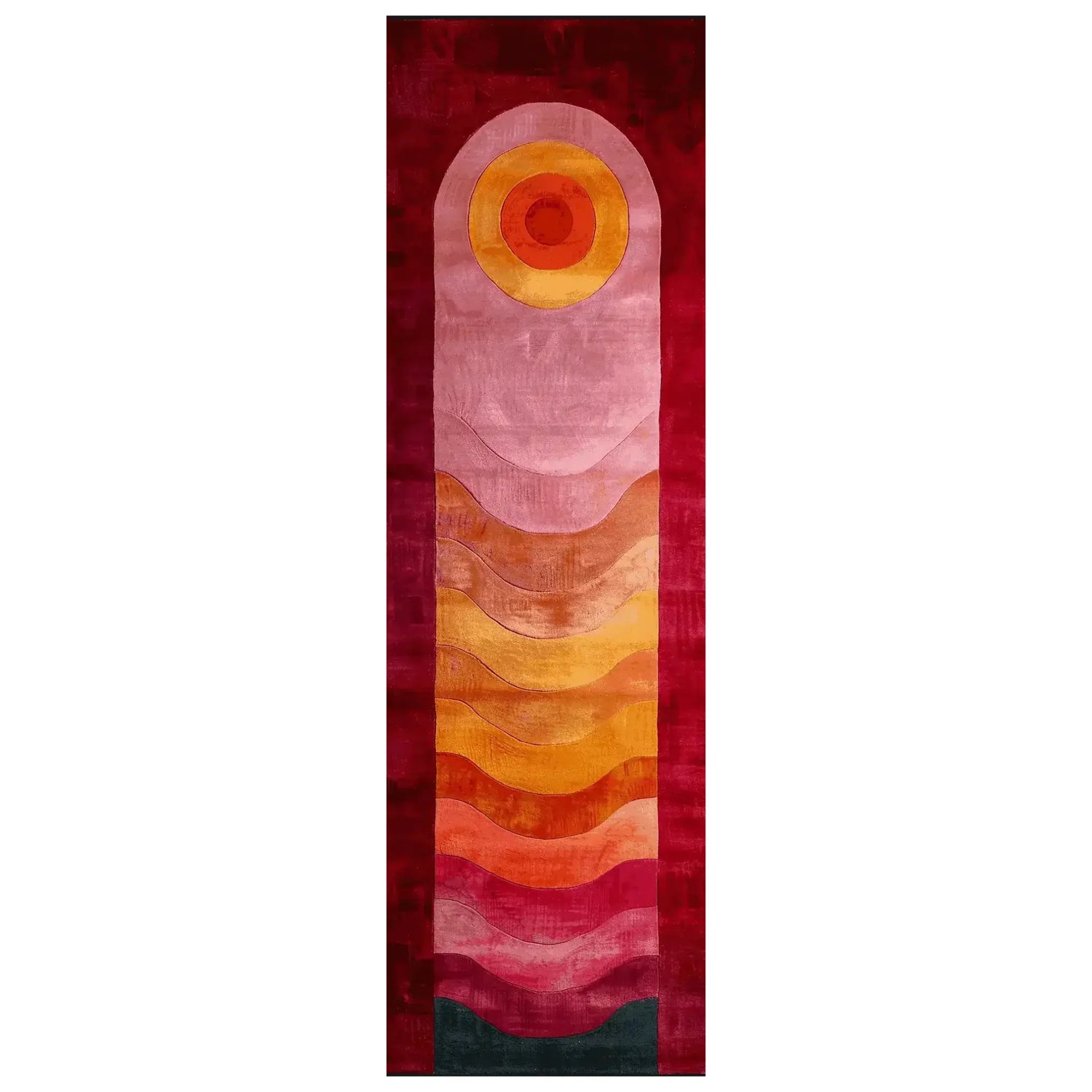 Solar Flame Waves Hand Tufted Runner Rug