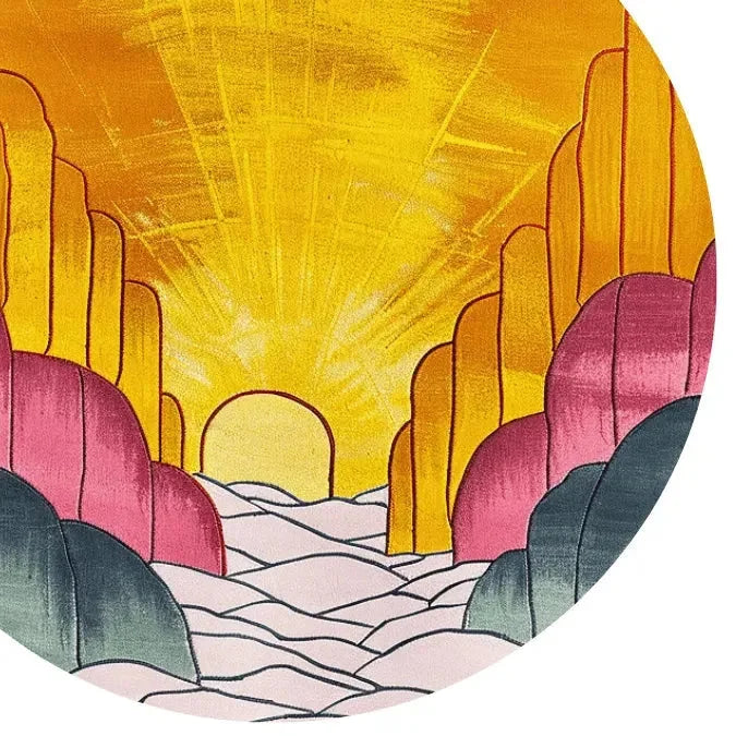 Sunburst Horizon Hand Tufted Round Rug