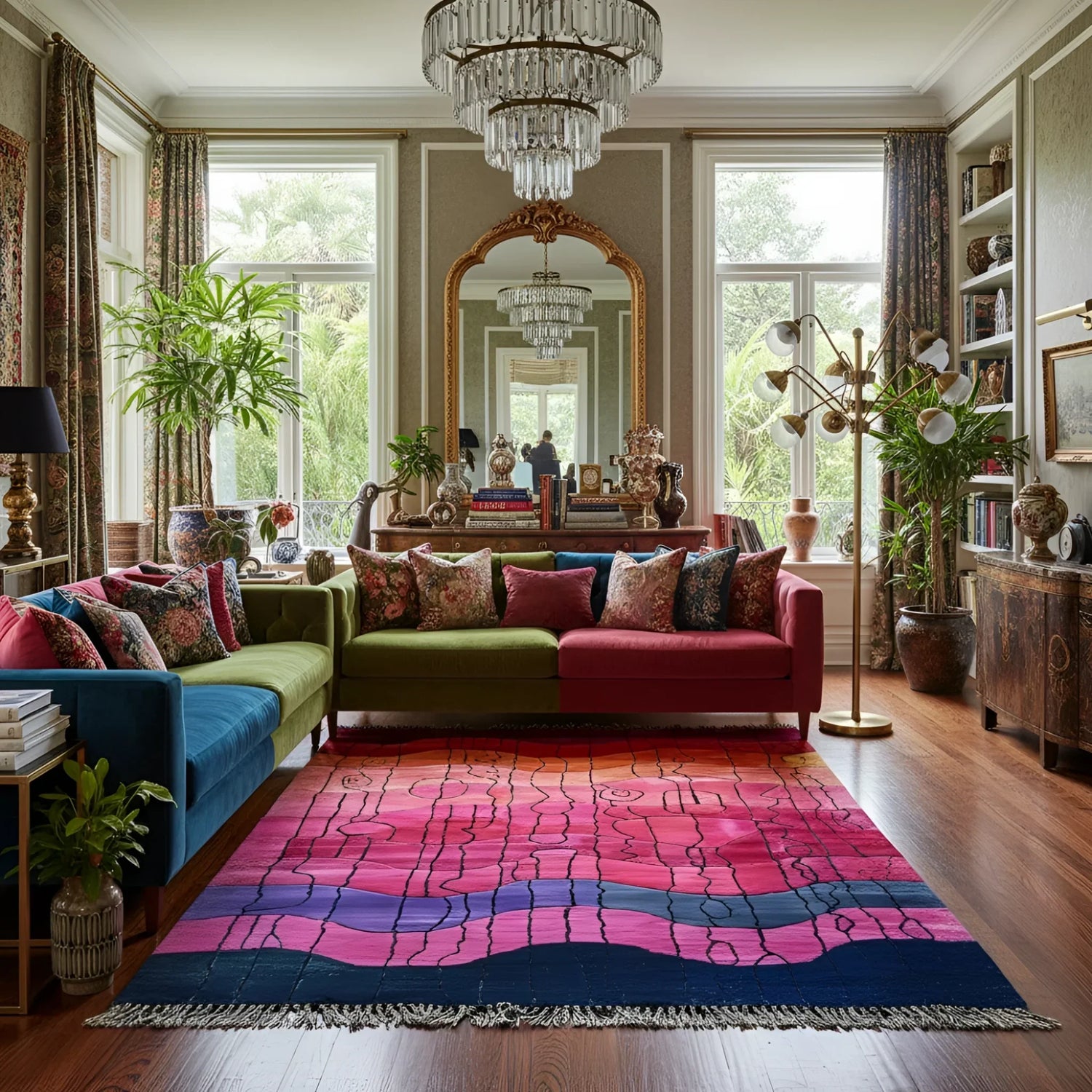 Sunset Reverie Viscose Hand Knotted Wool Rug