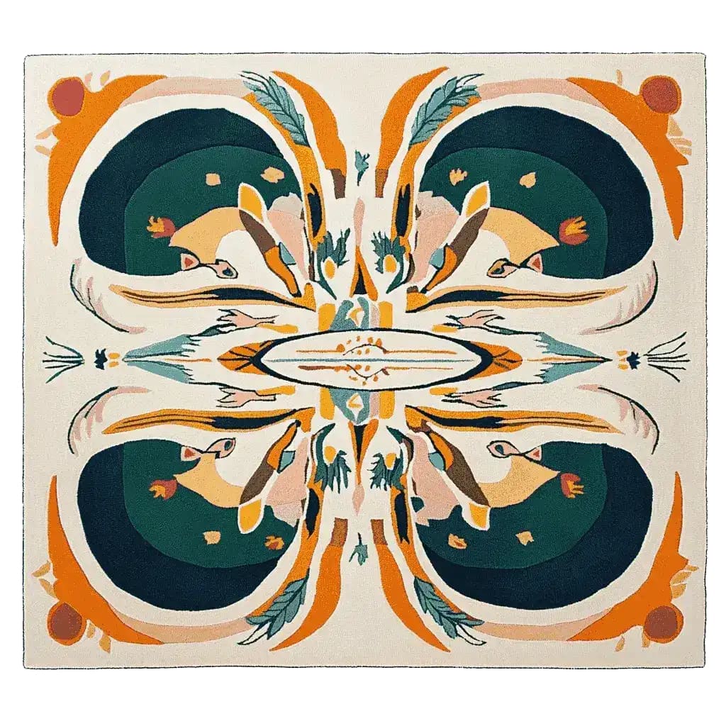 Symmetry Spirit Bloom Hand Tufted Rug 4 - 1001 Knots