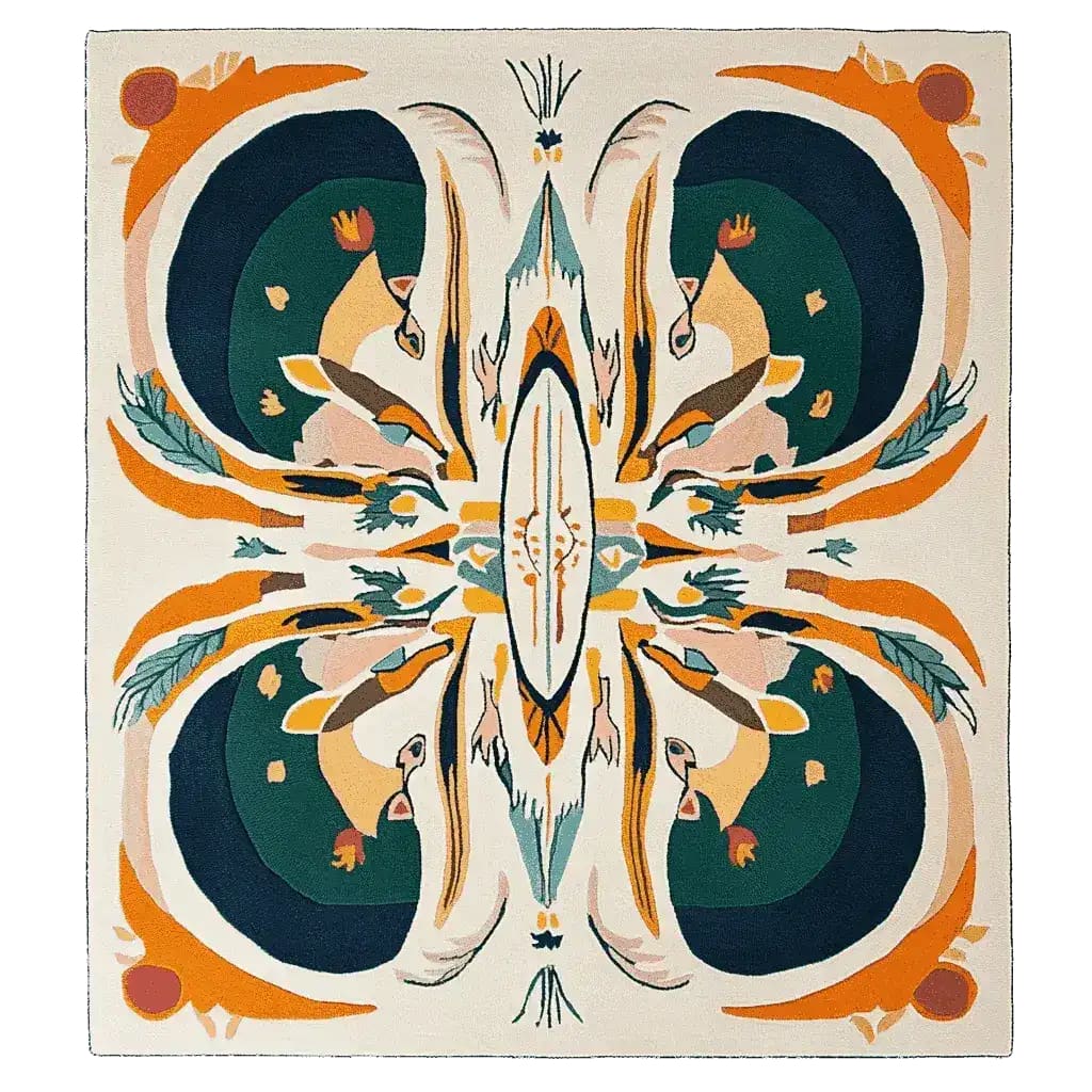 Symmetry Spirit Bloom Hand Tufted Rug 1 - 1001 Knots