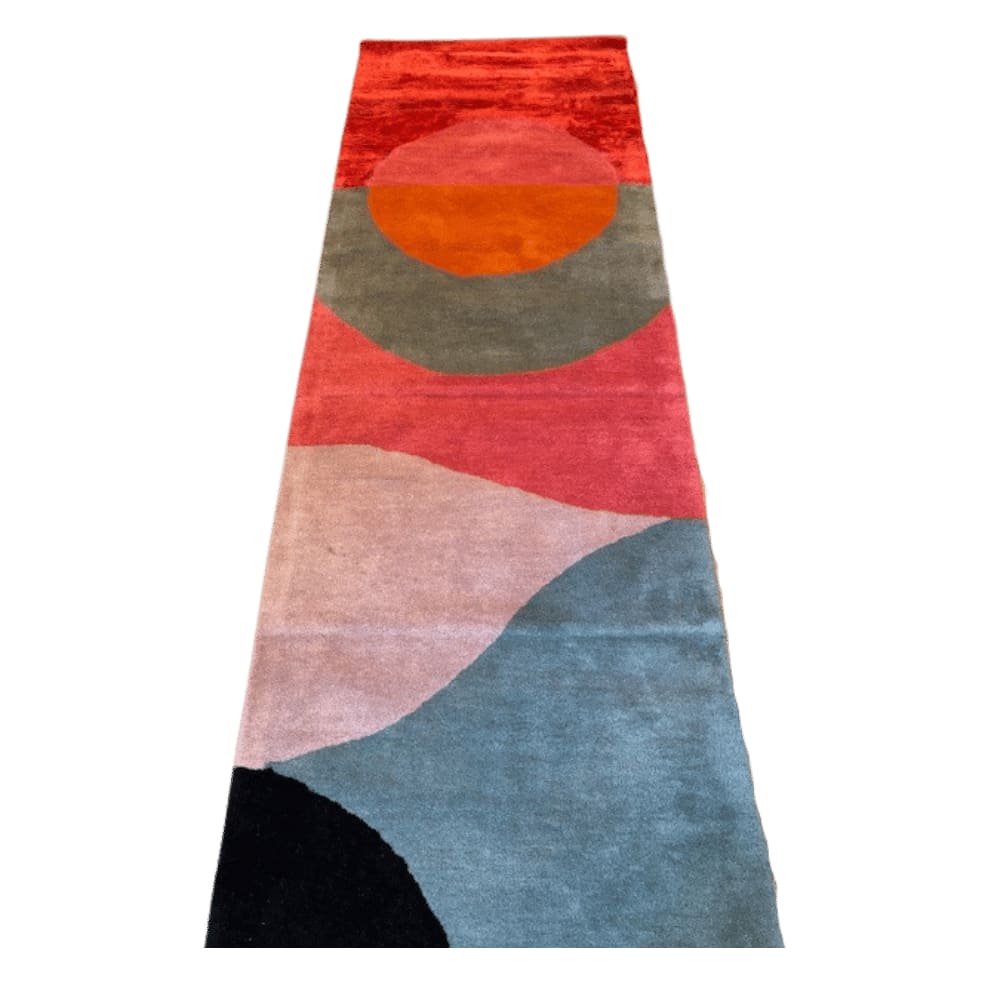 Textured Abstract Art Hand Tufted Wool Rug Runner 2.5 x 8 ft 1 - 1001 Knots