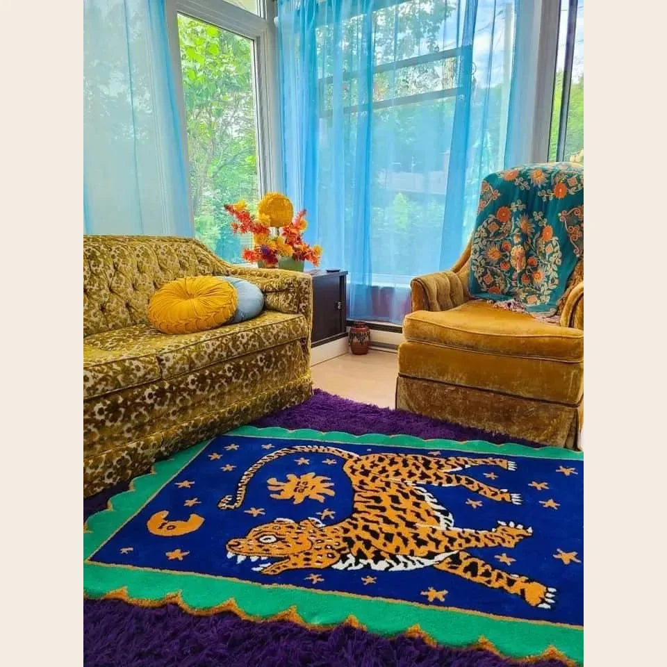 Tibetan Tiger Starry Night Scallop Hand Tufted Wool Rug - MAIA HOMES