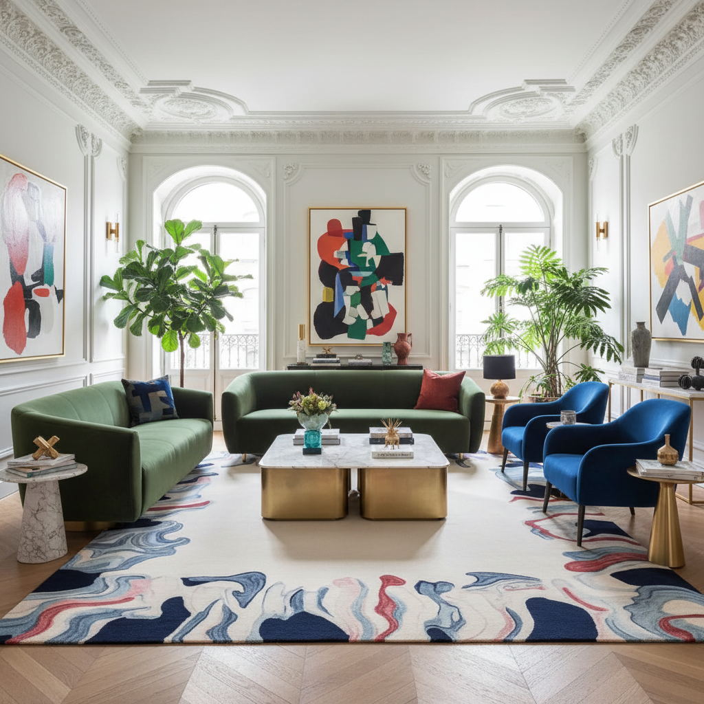 Tidal Flow Frame Hand Tufted Rug