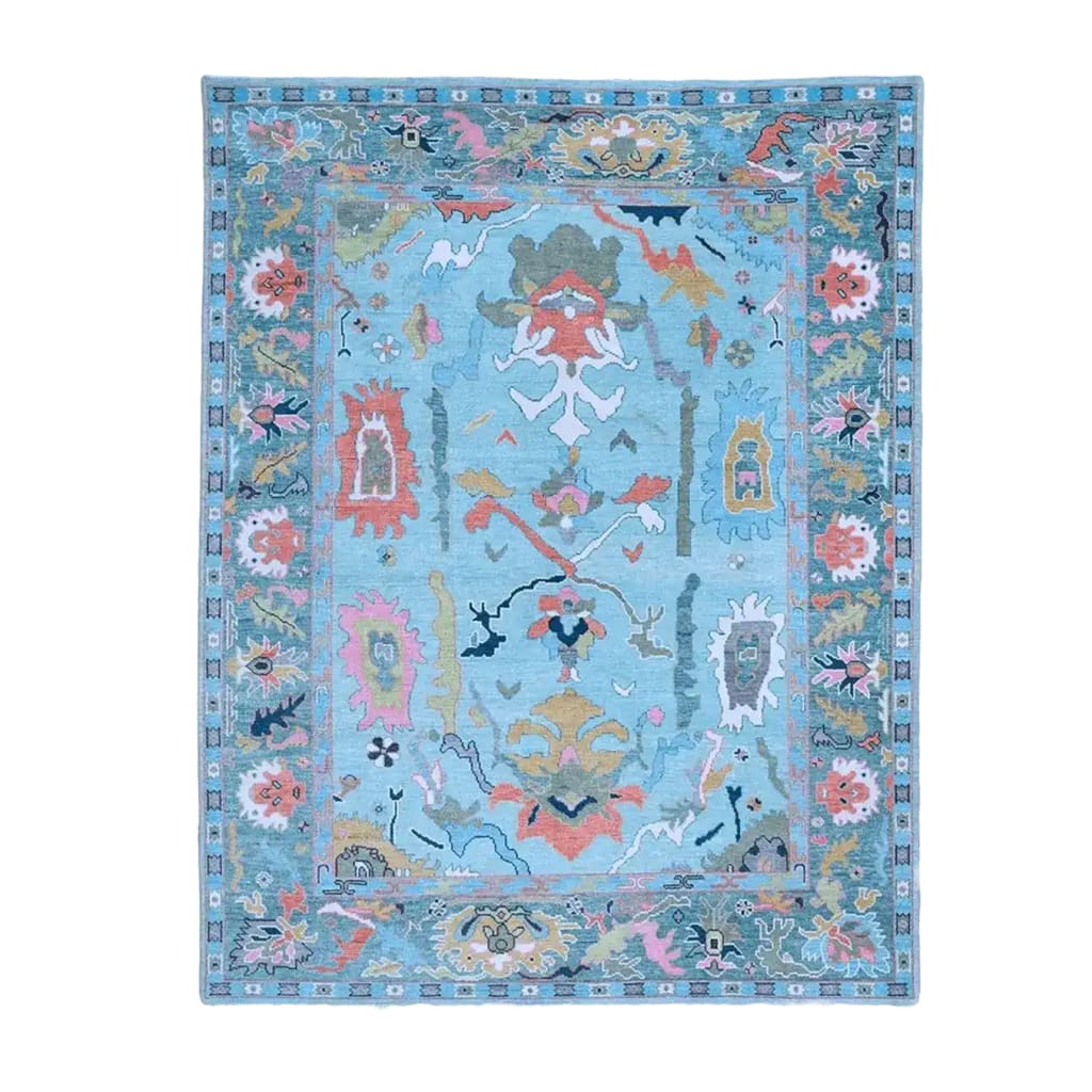 Traditional Floral Hand Tufted Wool Rug - Blue