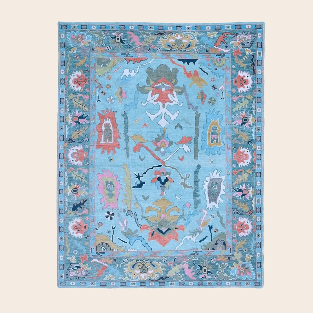 Traditional Floral Hand Tufted Wool Rug - Blue
