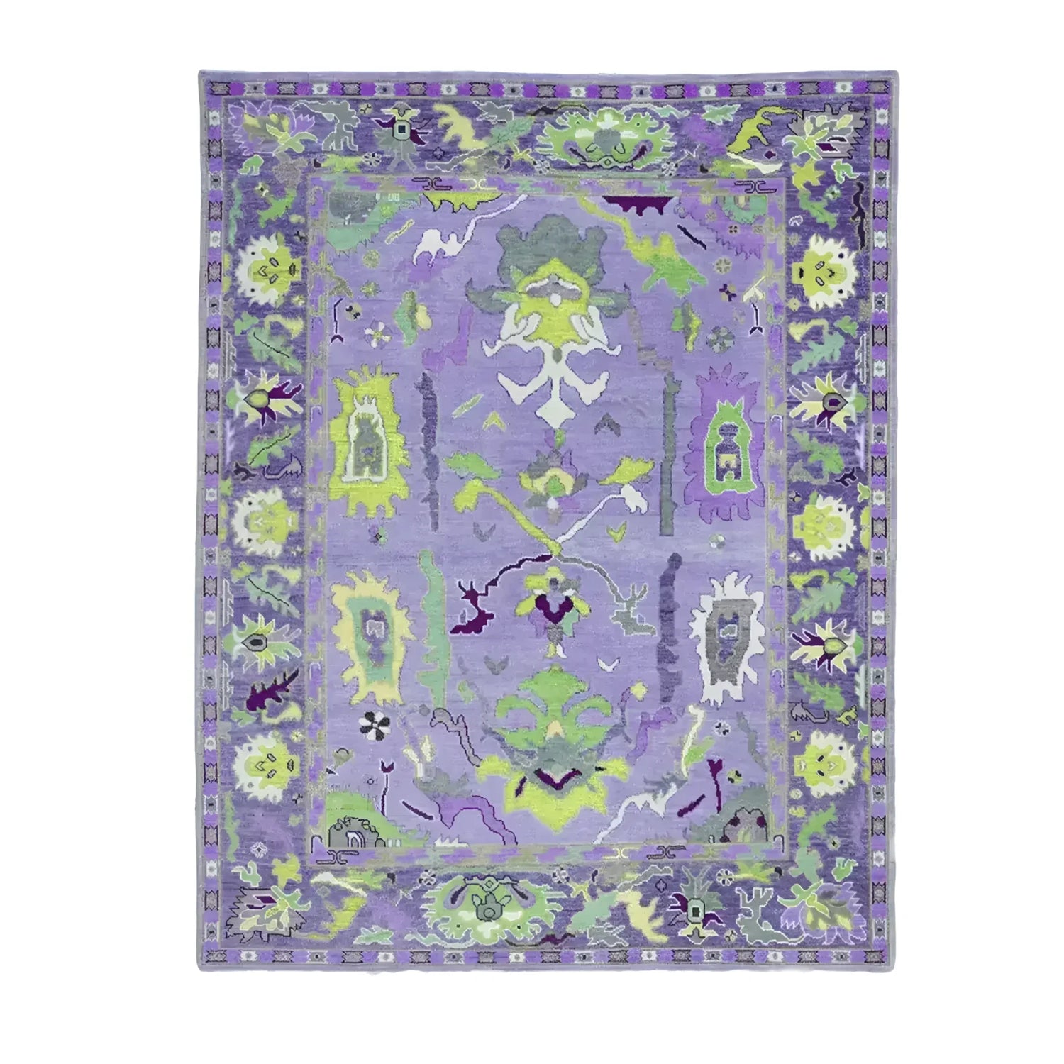 Traditional Floral Hand Tufted Wool Rug - Purple
