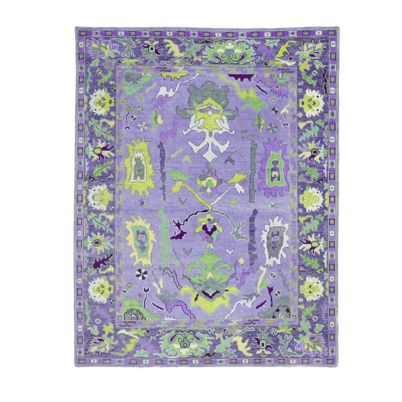 Traditional Floral Hand Tufted Wool Rug - Purple