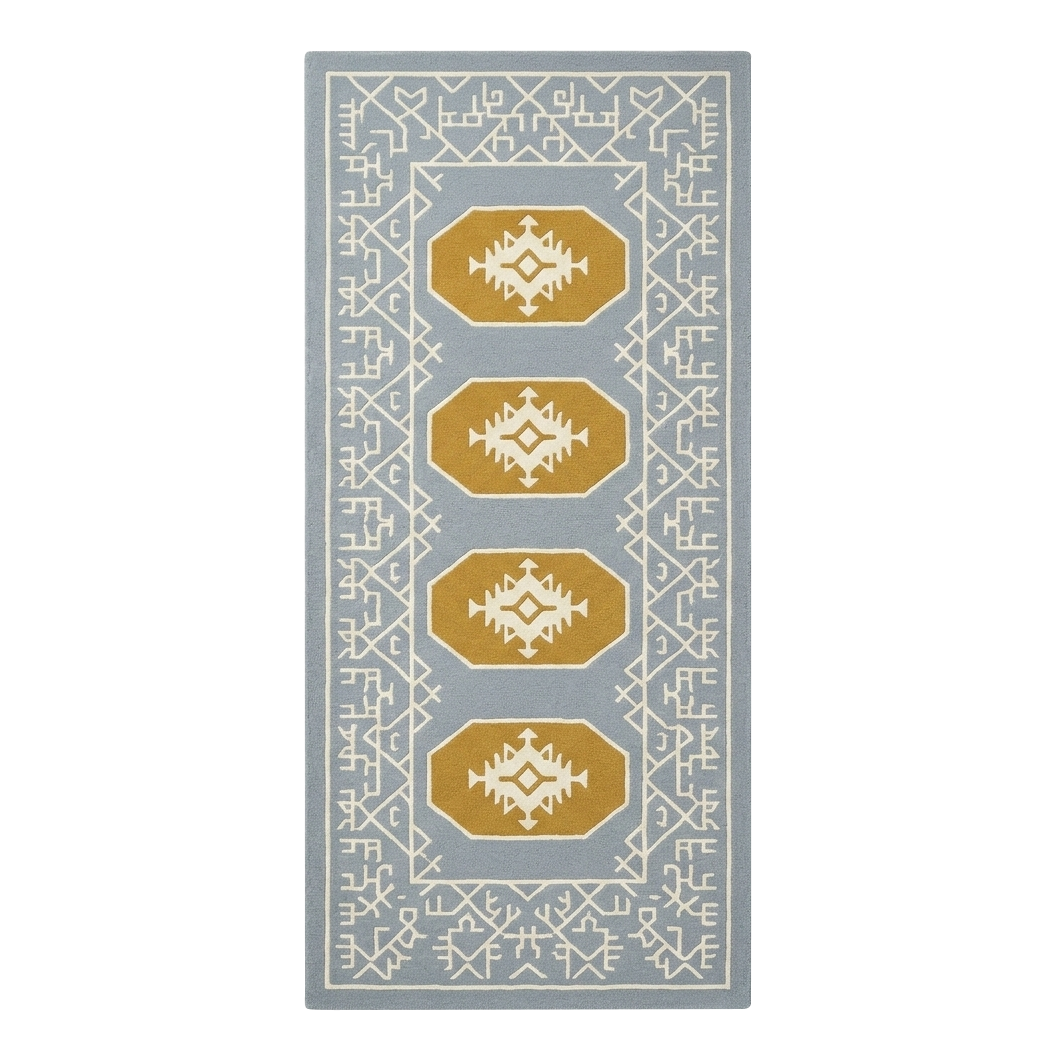 Tribal Motif Hand Tufted Wool Runner Rug