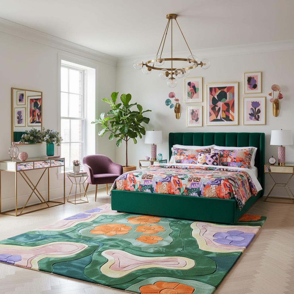 Verdant Kaleidoscope Hand Tufted Wool Rug