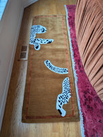 Walking Leopard on Silk Road Hand Tufted Runner Rug - Brown 2' x 6' 13 - 1001 Knots