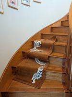Walking Leopard on Silk Road Hand Tufted Runner Rug - Brown 2' x 6' 16 - 1001 Knots
