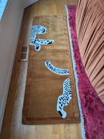 Walking Leopard on Silk Road Hand Tufted Runner Rug - Brown 2' x 6' 5 - 1001 Knots