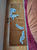 Walking Leopard on Silk Road Hand Tufted Runner Rug - Brown 2' x 6' 6 - 1001 Knots