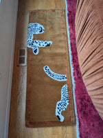 Walking Leopard on Silk Road Hand Tufted Runner Rug - Brown 2' x 6' 14 - 1001 Knots