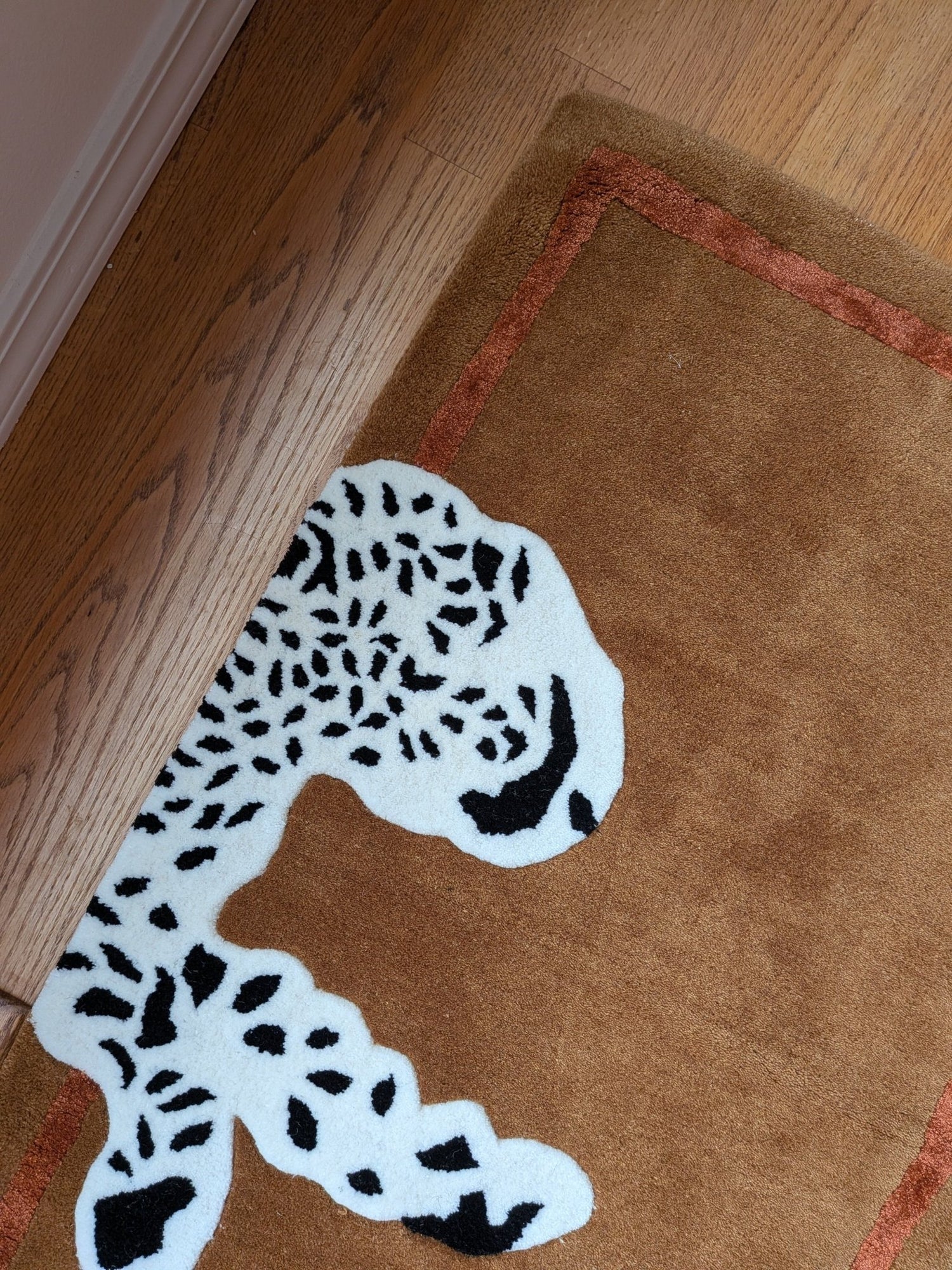 Walking Leopard on Silk Road Hand Tufted Runner Rug - Brown 2' x 6' 3 - 1001 Knots