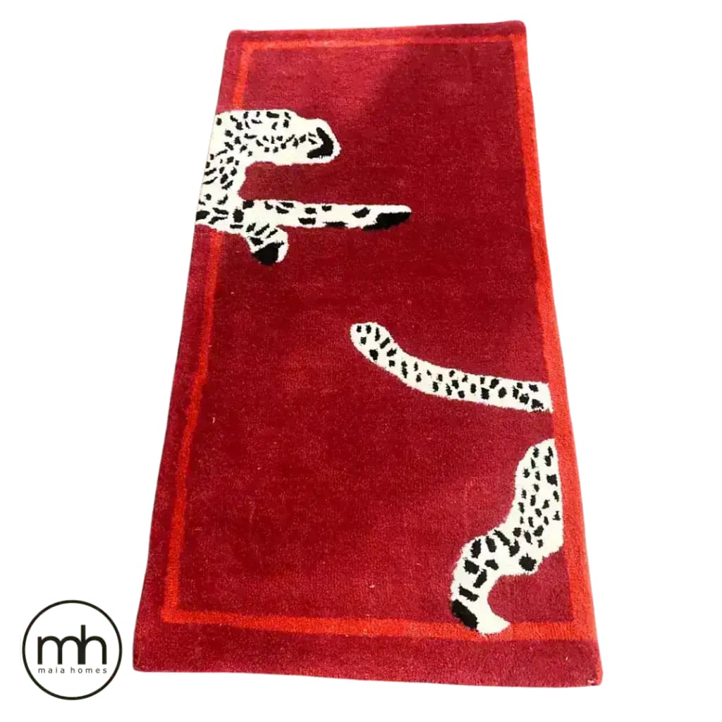 Walking Wild Cat Leopard on Silk Road Hand Tufted Wool Rug 5ft 1 - 1001 Knots
