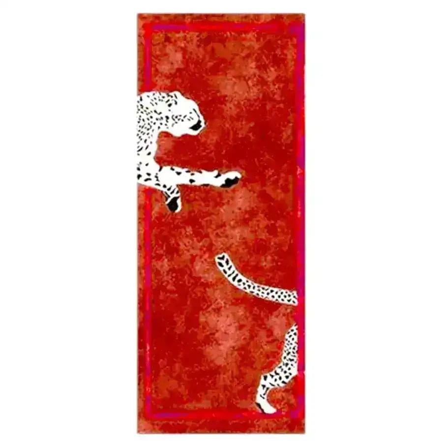 Walking Wild Cat on Silk Road Hand Tufted Wool Rug Runner 6'