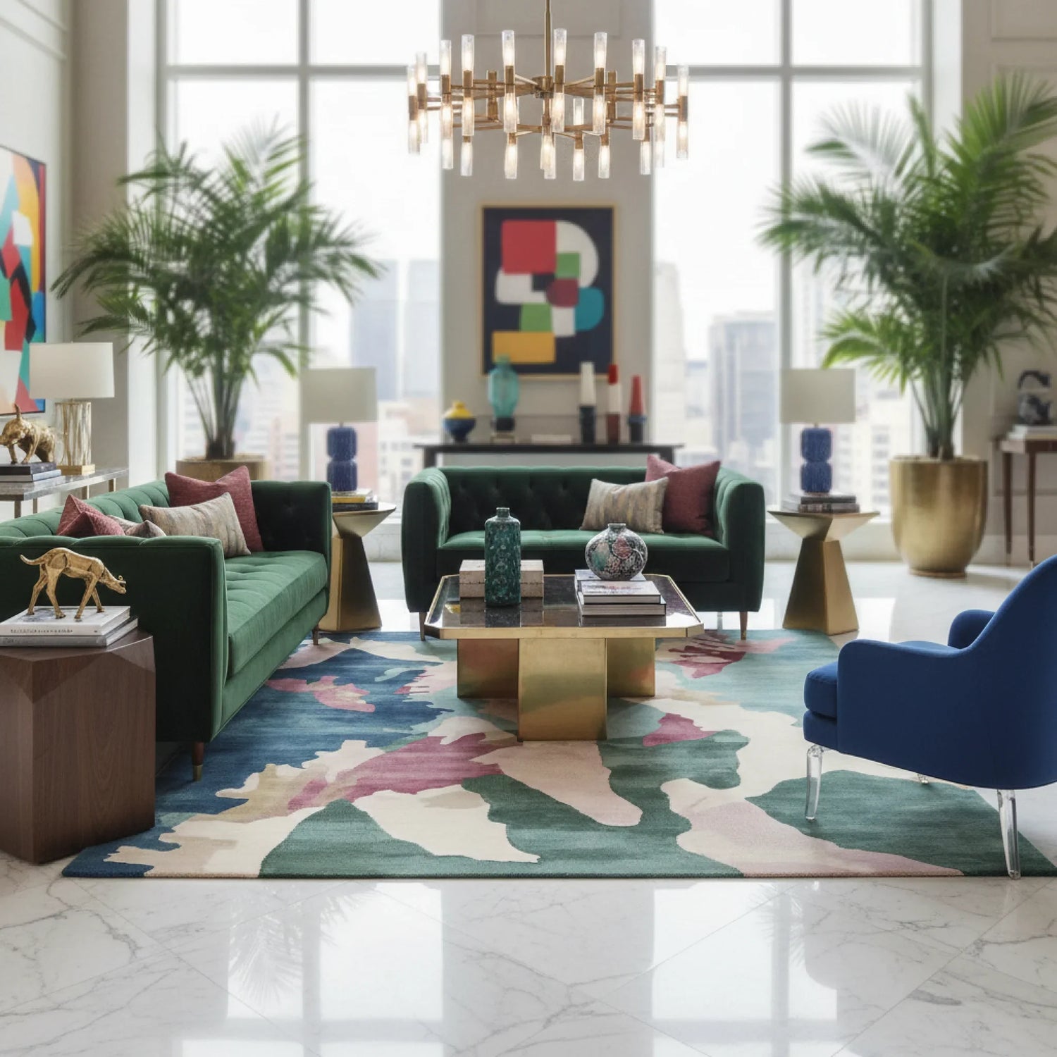 Watercolor Terrain Sketch Hand Tufted Rug