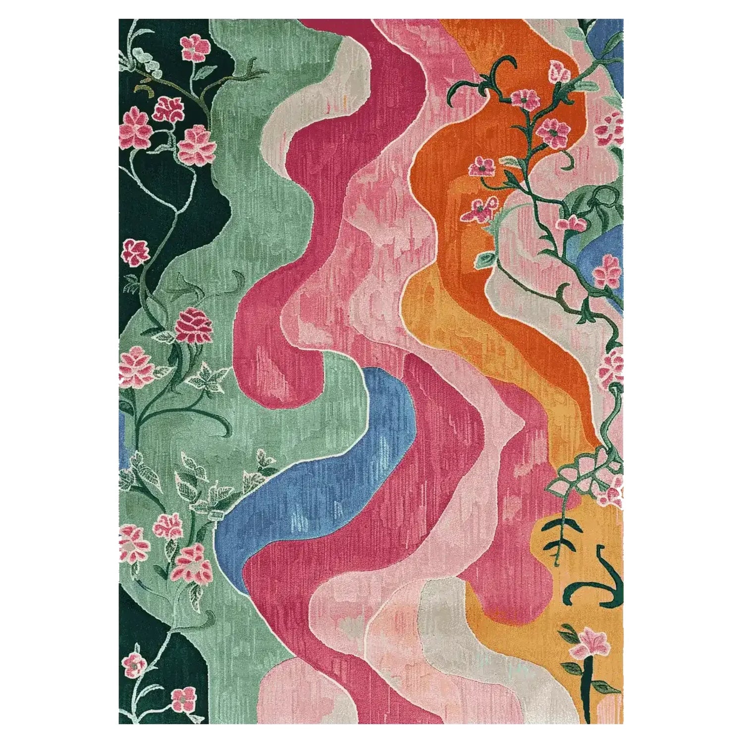 Waves Through Garden Hand Tufted Rug