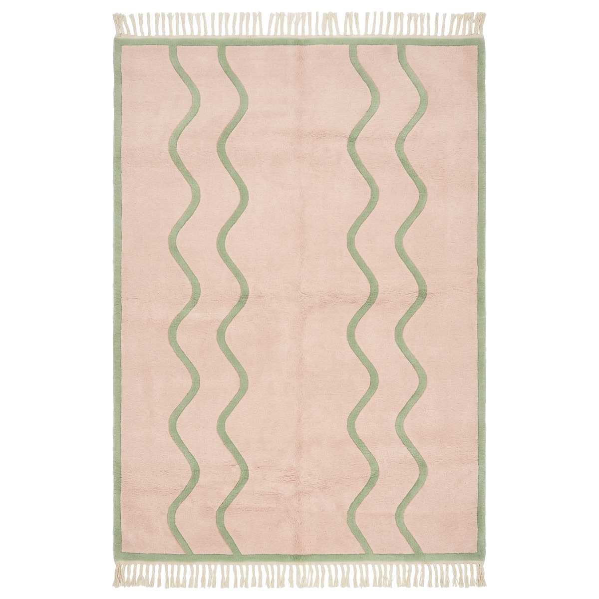Wavy Parallel Lines Hand Knotted Wool Rug