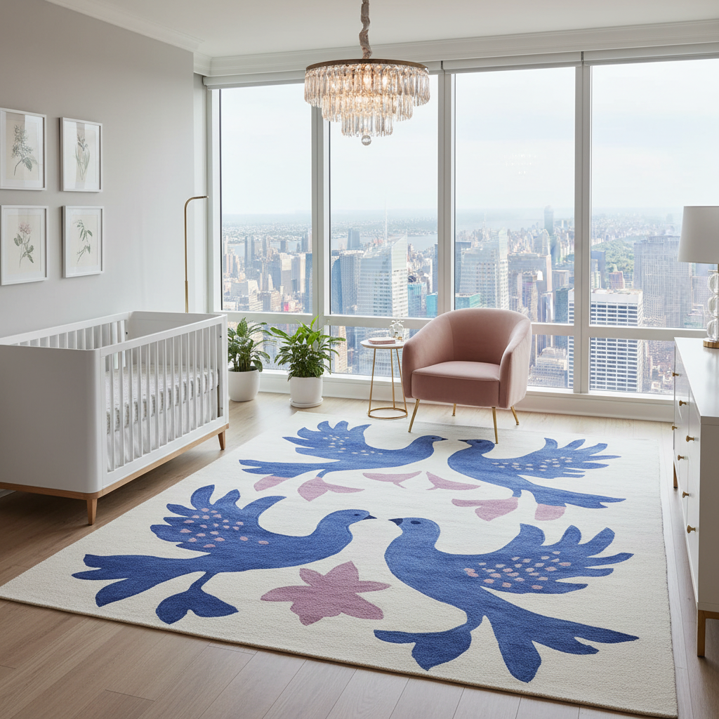 Whispering Winged Love Hand Tufted Rug