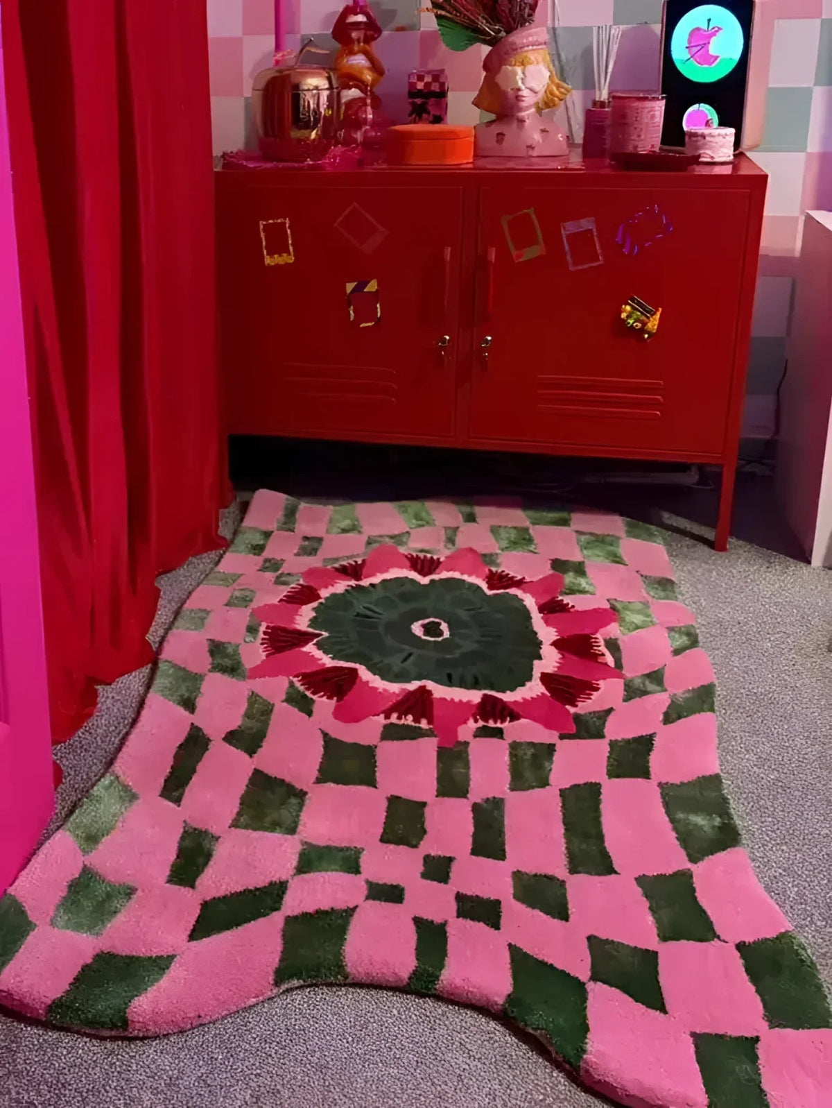 Wild Flower Wavy Checker Hand Tufted Wool Rug 4 - 1001 Knots