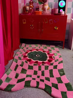 Wild Flower Wavy Checker Hand Tufted Wool Rug 4 - 1001 Knots