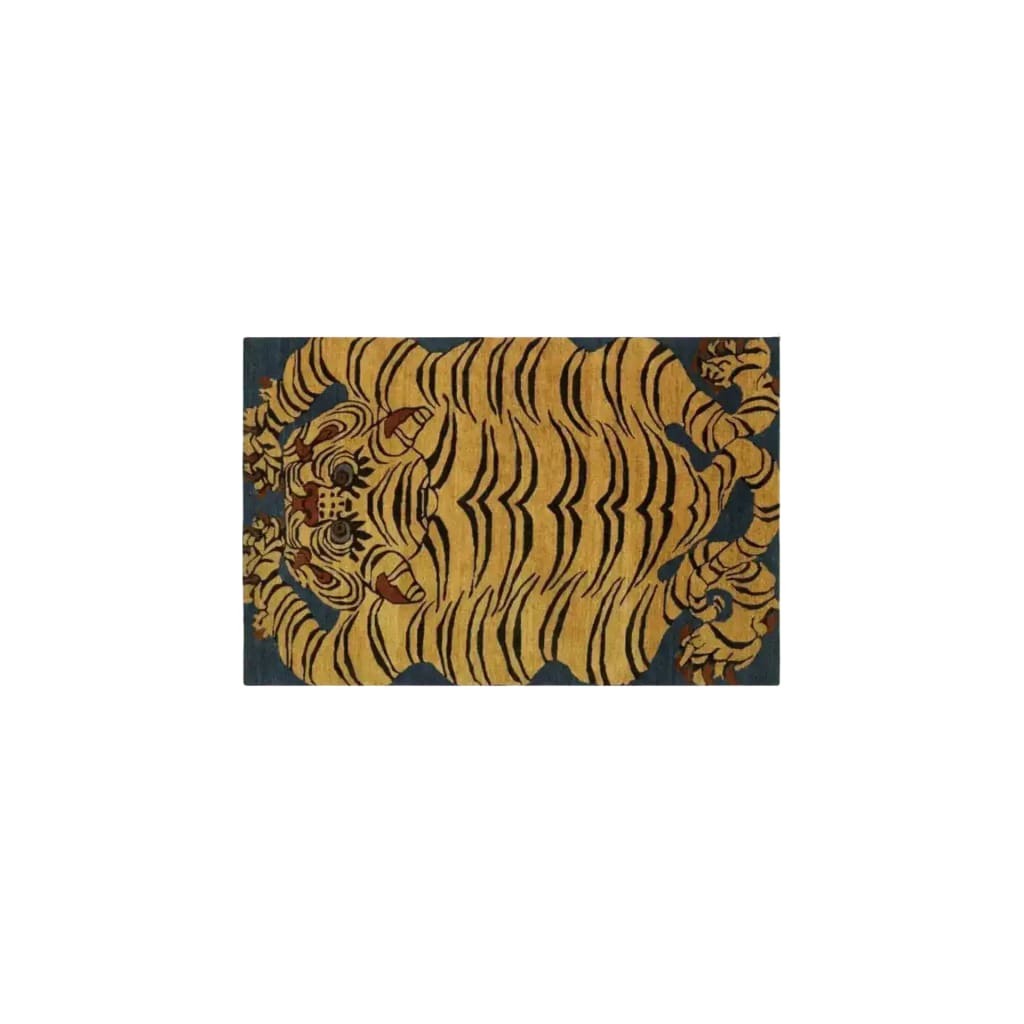Yellow Tibetan Tiger Hand Tufted Wool Rug